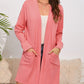 Pink Open Front Pocketed Knit Cardigan