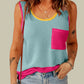 Color Block Patched Pocket Breathable Knit Tank Top