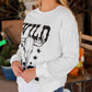 WILD WEST Steer Skull Graphic Ribbed Sweatshirt