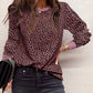 Animal Spotted Print Round Neck Long Sleeve Top