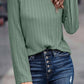 Ribbed Round Neck Knit Long Sleeve Top