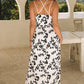 Crossover Hollow-out Maxi Floral Dress with Slit