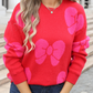 Valentine Bowknot Knitted Round Neck Fashion Sweater