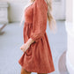 Suede Square Neck Puff Sleeve Dress