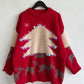 Sequin Fuzzy Christmas Tree Tinsel Elk Drop Shoulder Sweater