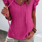 Textured Ruffled Sleeve V Neck Top