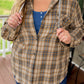 Plus Size Plaid Print Drawstring Hooded Shacket