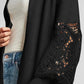 Crochet Lace Sleeve Ribbed Knit Cardigan