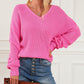 V Neck Drop Shoulder Slouchy Sweater