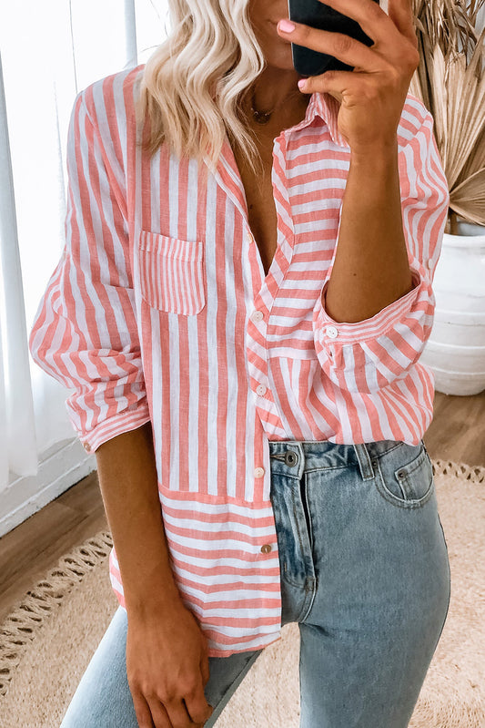 Stripe Buttoned Long Sleeve Casual Shirt