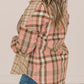 Plus Size Color Block Plaid Long Sleeve Shirt with Pocket