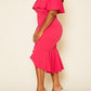 Ruffled Off Shoulder High Low Plus Size Dress