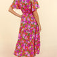 Floral Short Sleeve Smocked Waist Maxi dress