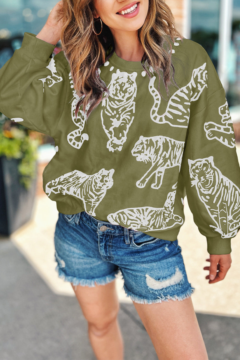 Animal Print Pullover Sweatshirt