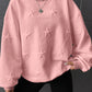 Star Embossed Textured Drop Shoulder Sweatshirt