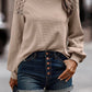 Lace Long Sleeve Textured Pullover