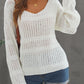 Loose Long Sleeve V Neck Open Knit Sweater
