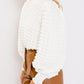 Textured Smocked Mock Neck Puff Sleeve Blouse