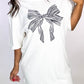 Striped Bow Knot Half Sleeve Tunic T Shirt