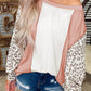 Colorblock Leopard Sleeve Patchwork Top