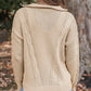 Zipped Stand Collar Cable Knit Sweater