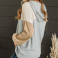 Vintage Ribbed Knit Color Block Hoodie