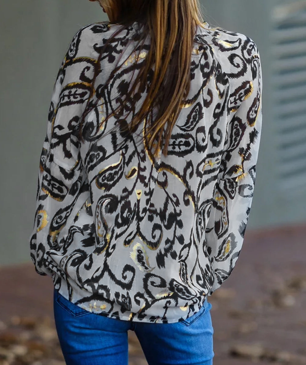 Boho Flower Print Casual Blouse