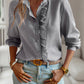 Ruffled Trim Striped Print Textured Shirt