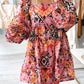 Bohemian Square Neck Puff Sleeve Mini Dress