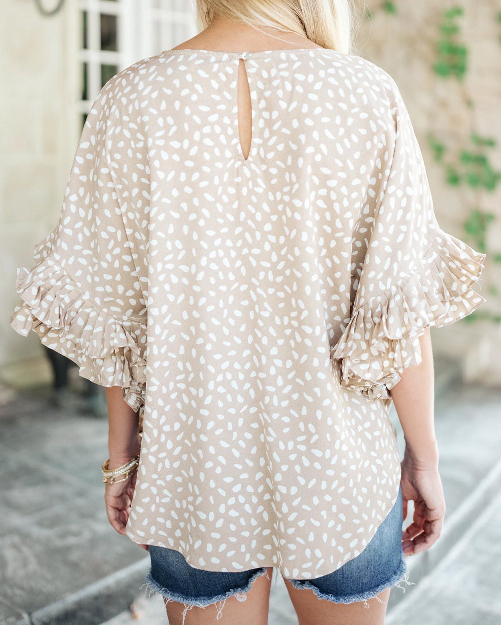 Dolman Ruffled Sleeve Loose Blouse