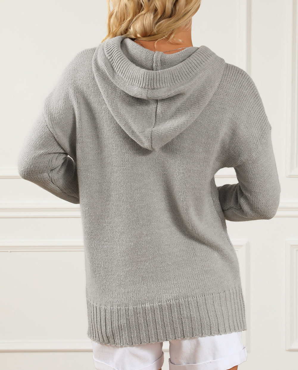 Cowl Neck Drawstring Pullover Hooded Sweater