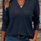 Notch V Neck Pocket Patched Long Sleeve T Shirt