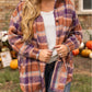 Plus Size Plaid Print Collared Button up Jacket