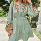 Floral Embroidery Tiered Ruffle Hem Dress