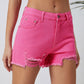 Distressed Slim Fit High Waist Denim Shorts