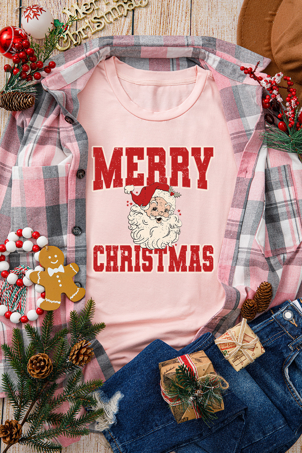 MERRY CHRISTMAS Santa Claus Printed T Shirt