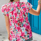 Ruffle Flutter Sleeve Floral Print Blouse