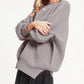 Oversized Drop Shoulder Bubble Sleeve Pullover Sweater