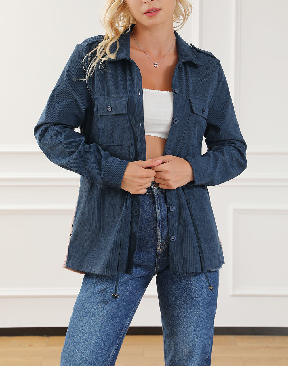 Corduroy Cinched Aztec Back Jacket