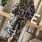 Splash Ink Print Long Sleeve Button Front Split Dress