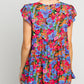 Floral Print Ruffle Tiered Short Sleeve Babydoll Top