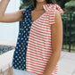 American Flag Color Block Knotted Straps Tank Top
