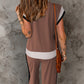 Color Block Detail Casual Two-piece Set