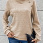 Asymmetric Buttons Detail High Neck Textured Sweatshirt