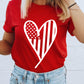 USA Flag Heart Shape Crewneck Graphic T Shirt