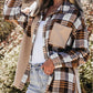 Thermal Knit Plaid Patchwork Shacket