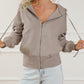 Mineral Wash Full Zip Drawstring Hoodie