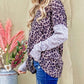 Leopard Print Drop Shoulder Patchwork Sleeve Top