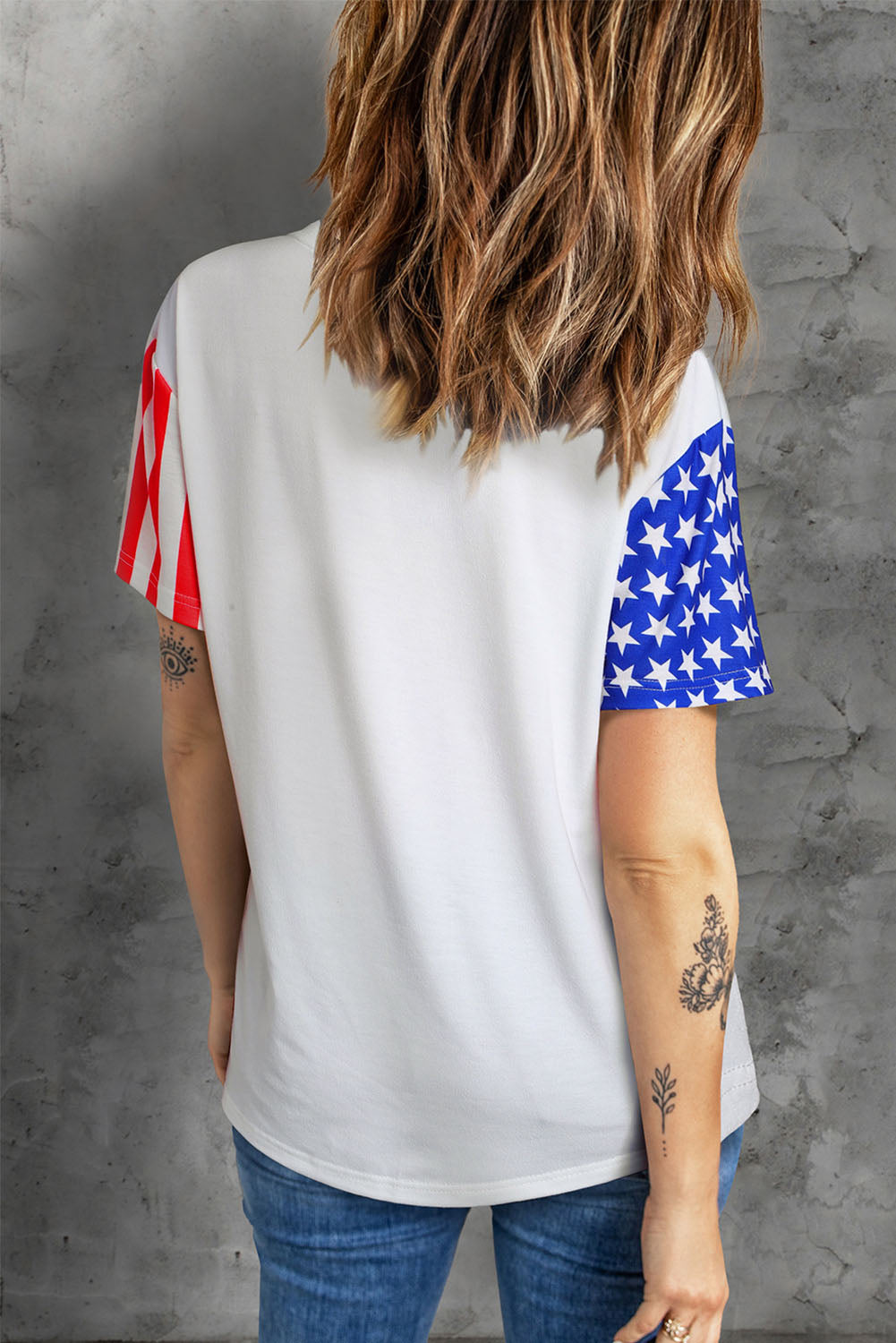 American Flag Stars Print Raglan Sleeve Graphic Tee