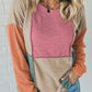 Exposed Seam Colorblock Knit Long Sleeve Top